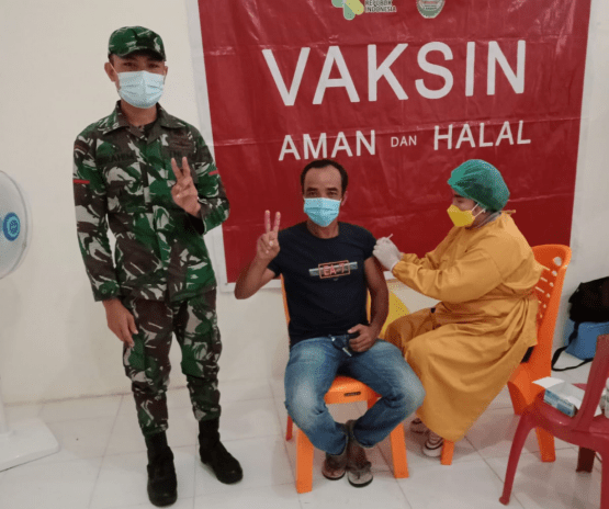 Sebanyak 280 Warga Binaan Wilayah Koramil Sengah Temila, Mendapatkan Vaksinasi Tahap Dua