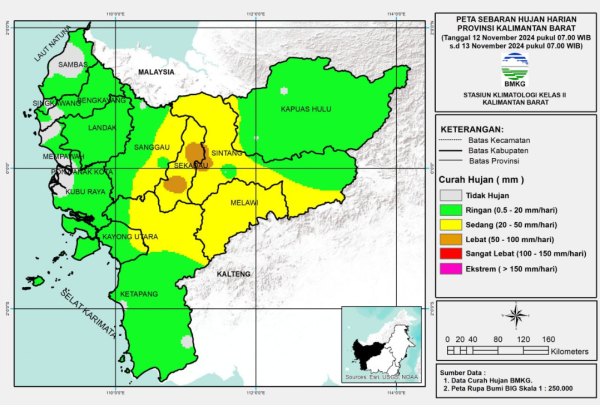 Waspada! BMKG : Hujan Lebat Diprediksi Guyur Beberapa Wilayah di Kalimantan Barat