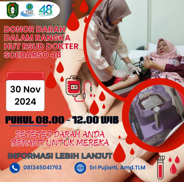 HUT RSUD Dr. Soedarso ke-48: Prof. Franky S.M. Ajak Masyarakat Pontianak Berpartisipasi Donor Darah