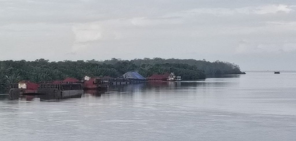 Tongkang Diduga Bermuatan Bauksit Berlabuh di Muara Teluk Melano, Nelayan Keluhkan Gangguan Aktivitas