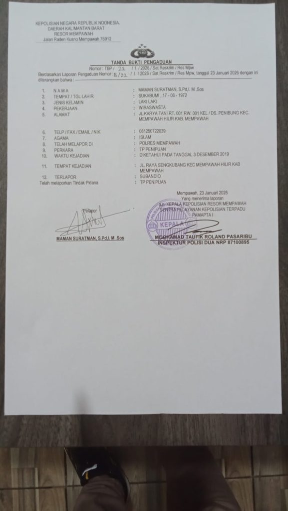Pelapor Pertanyakan Perkembangan Kasus Dugaan Penipuan yang Libatkan Anggota DPRD Mempawah