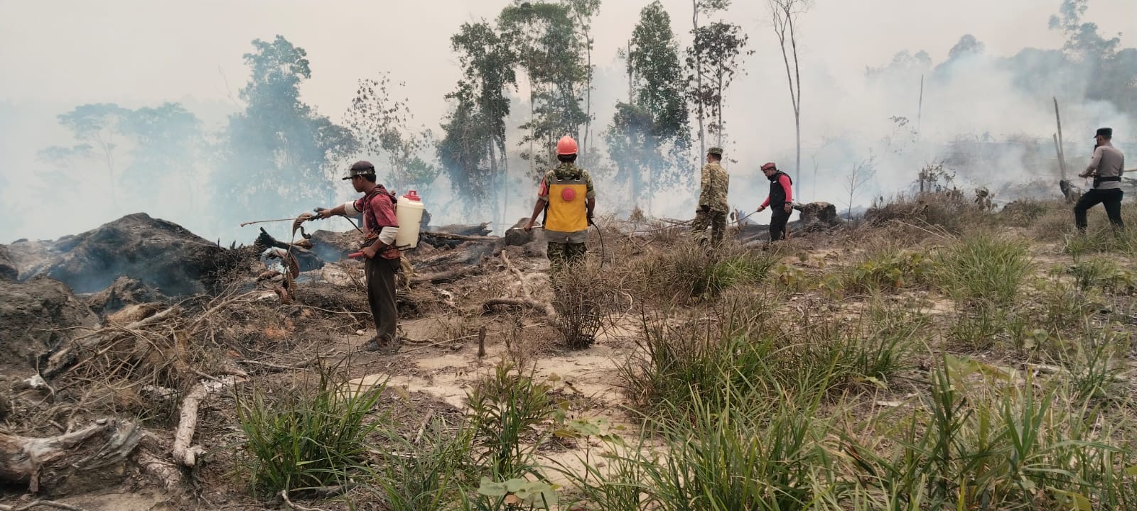 Koramil 1201-05/Toho Padamkan 3 Titik Api di Pentek, Cegah Karhutla Meluas