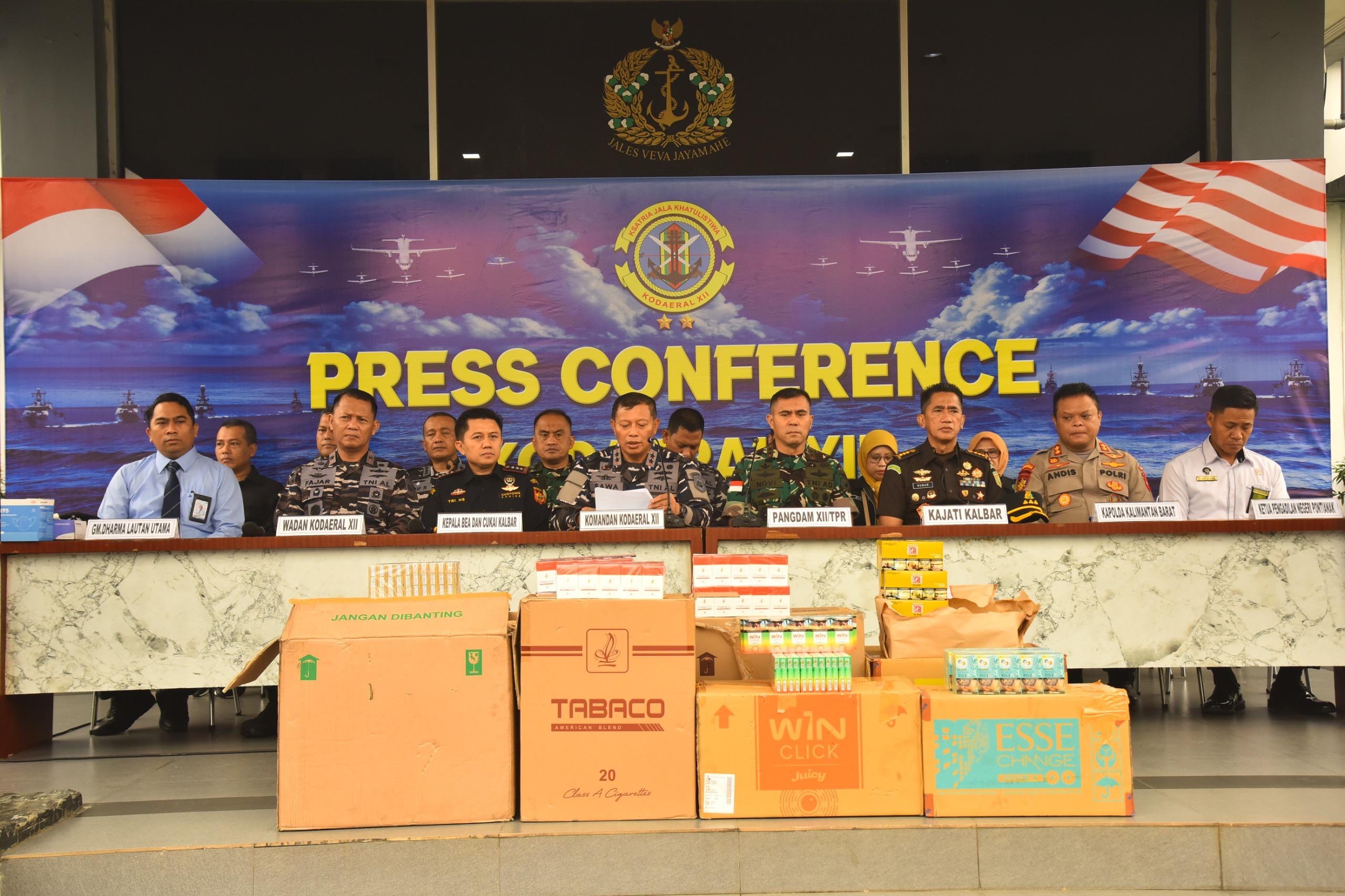 Kodaeral XII Amankan 23,681 Juta Batang Rokok Diduga Ilegal di Pelabuhan Dwikora